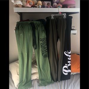 Victoria Secret Pink Sweat Lounge Boyfriend Pants Olive Green XS Fits S too